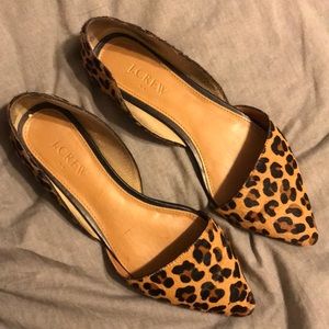 J Crew leopard print calfskin pointed flats